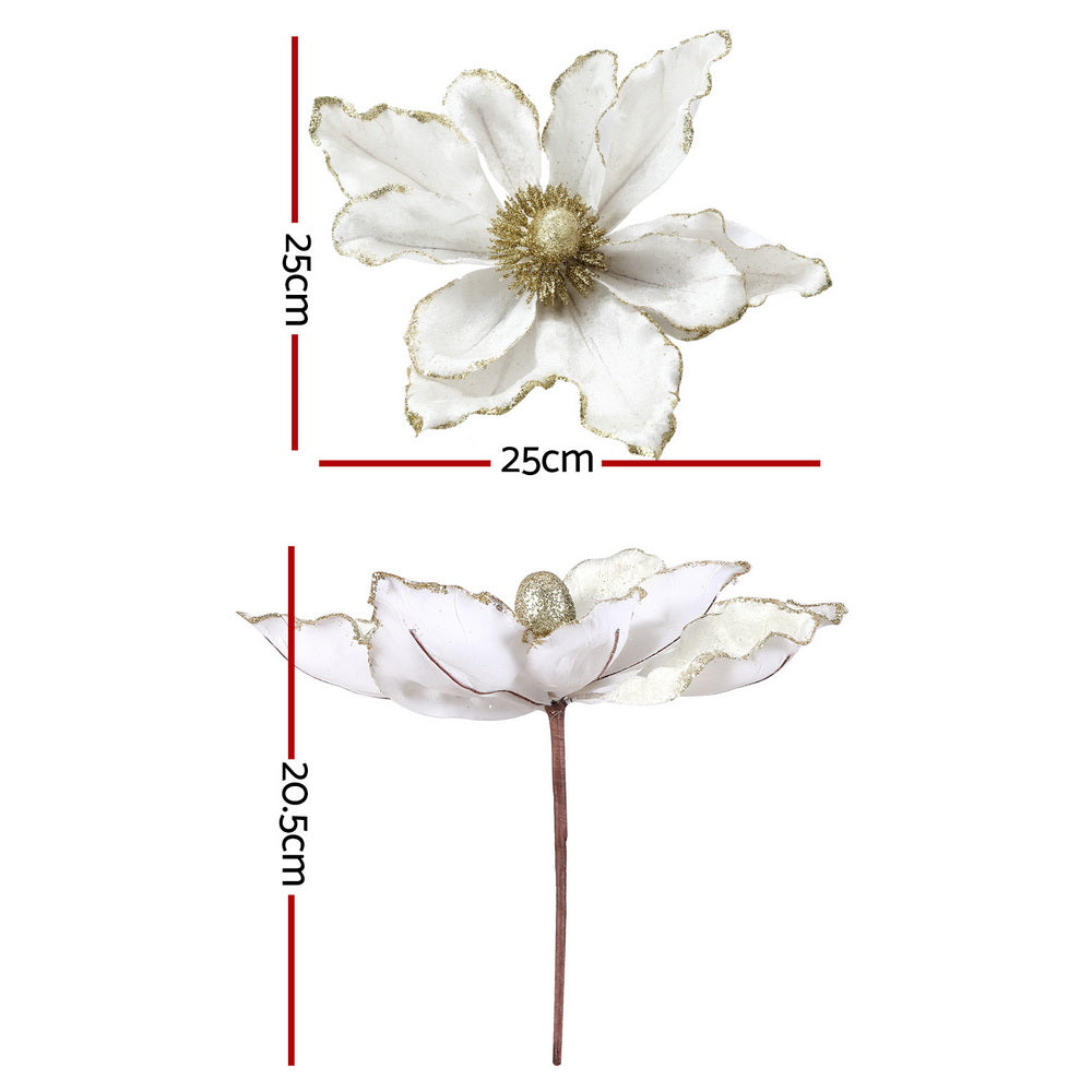 Jingle Jollys 14Pcs Christmas Tree Flower Set Xmas Garland Wreath Magnolia White XM-TR-FLOWER-14PCS-WH