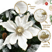 Jingle Jollys 14Pcs Christmas Tree Flower Set Xmas Garland Wreath Magnolia White XM-TR-FLOWER-14PCS-WH