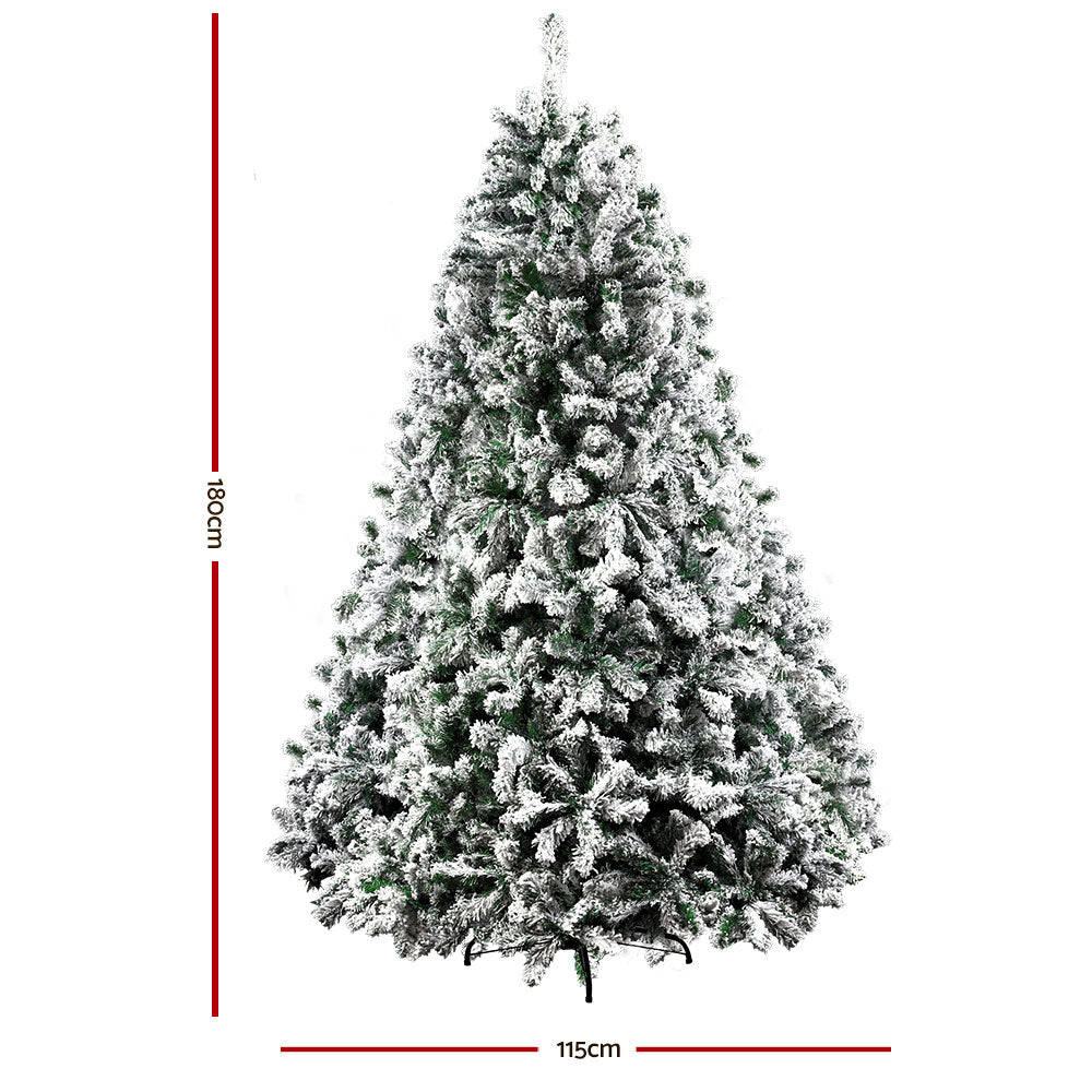 Jingle Jollys Christmas Tree 1.8M Xmas Trees Decorations Snowy 758 Tips XM-TR-FULL-6F-GS