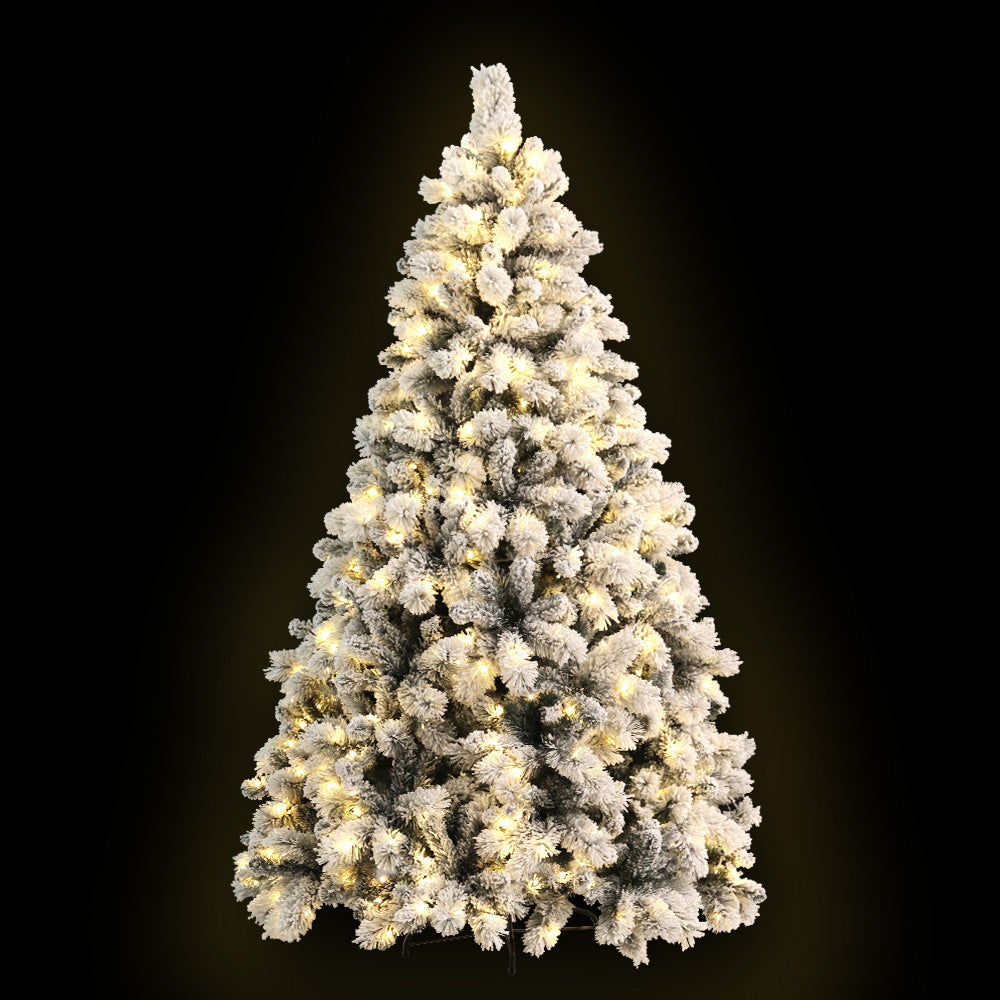 Jingle Jollys Christmas Tree 1.8M Xmas Tree with 350 LED Lights Snowy Tips XM-TR-FULL-6FT-GS-LED