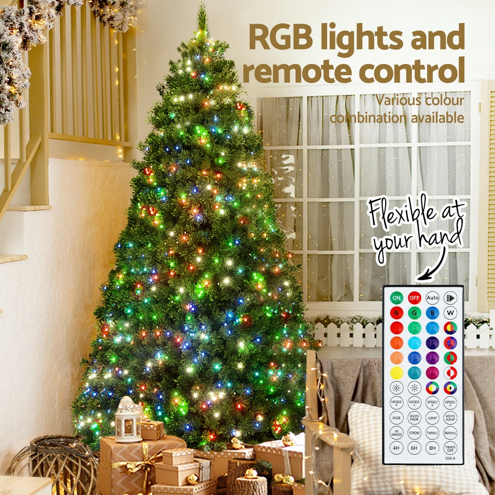 Jingle Jollys Christmas Tree 1.8m RGB Remote LED Tree Party Decoration 890 Tips XM-TR-FULL-6FT-PE-RGB
