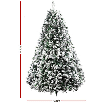 Jingle Jollys Christmas Tree 2.1M Xmas Trees Decorations Snowy 1106 Tips XM-TR-FULL-7F-GS