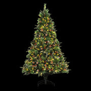 Jingle Jollys 2.1M Christmas Tree with Pine Cones Red Berries Prelit LED Warm Lights XM-TR-FULL-7F-PE-LED