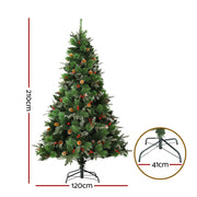 Jingle Jollys 2.1M Christmas Tree with Pine Cones Red Berries Prelit LED Warm Lights XM-TR-FULL-7F-PE-LED