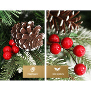 Jingle Jollys 2.1M Christmas Tree with Pine Cones Red Berries Prelit LED Warm Lights XM-TR-FULL-7F-PE-LED