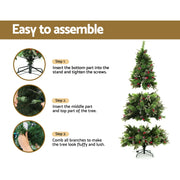 Jingle Jollys 2.1M Christmas Tree with Pine Cones Red Berries Prelit LED Warm Lights XM-TR-FULL-7F-PE-LED