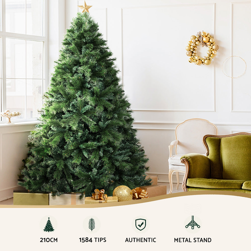 Jingle Jollys Christmas Tree 2.1M Xmas Tree Decorations Pine Needles 1584 Tips XM-TR-FULL-7F-PINE