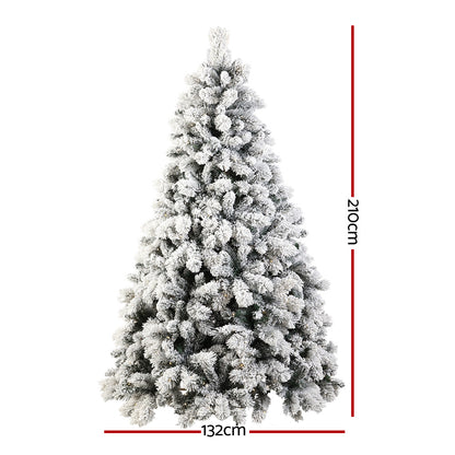 Jingle Jollys Christmas Tree 2.1M Xmas Tree with 500 LED Lights Snowy Tips XM-TR-FULL-7FT-GS-LED