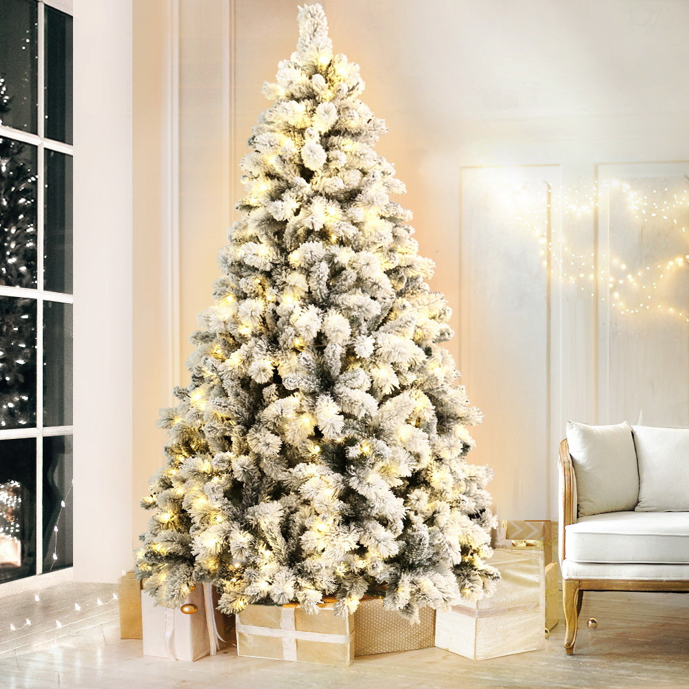 Jingle Jollys Christmas Tree 2.1M Xmas Tree with 500 LED Lights Snowy Tips XM-TR-FULL-7FT-GS-LED