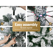 Jingle Jollys Christmas Tree 2.4M Xmas Tree Decorations Snow Flocked 1500 Tips XM-TR-FULL-8F-GS