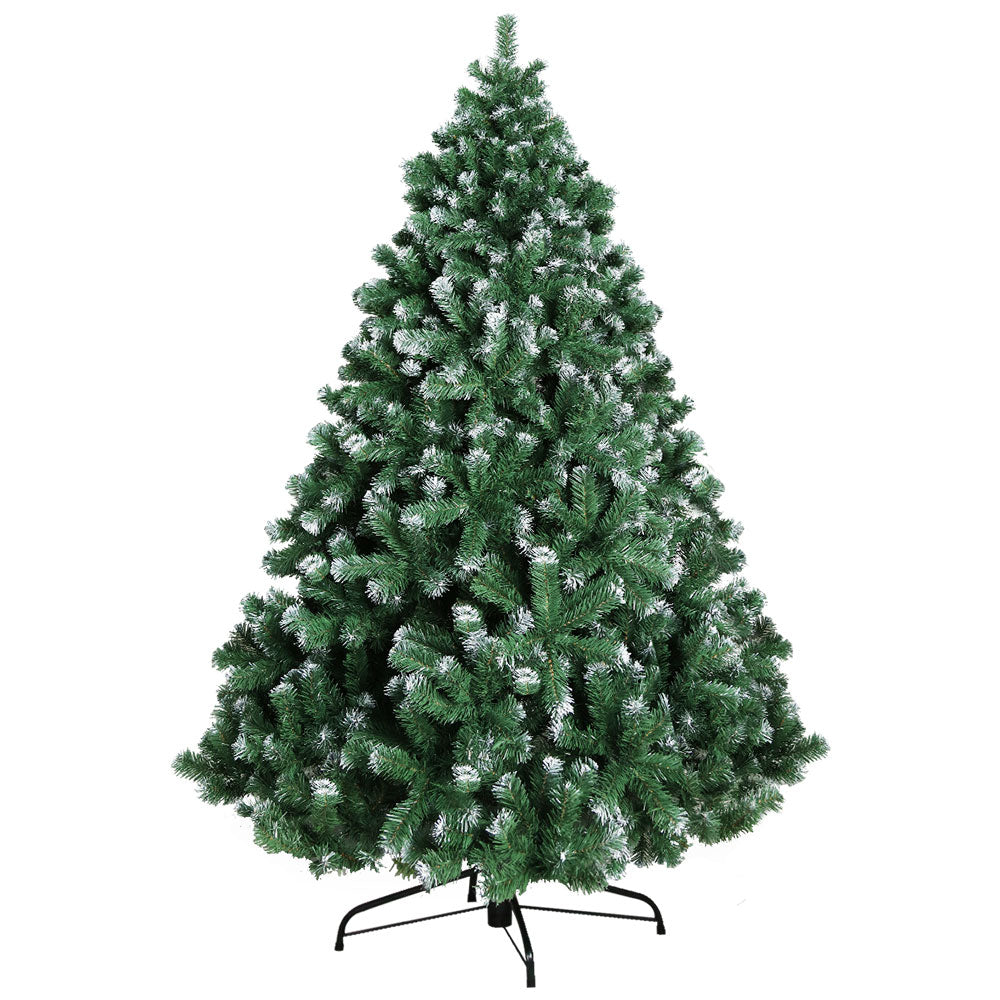 Jingle Jollys Christmas Tree 2.4M Xmas Trees Decorations Snowy 1500 Tips XM-TR-FULL-8FT-SNOW