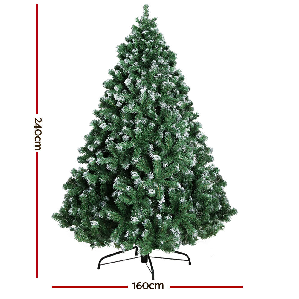 Jingle Jollys Christmas Tree 2.4M Xmas Trees Decorations Snowy 1500 Tips XM-TR-FULL-8FT-SNOW