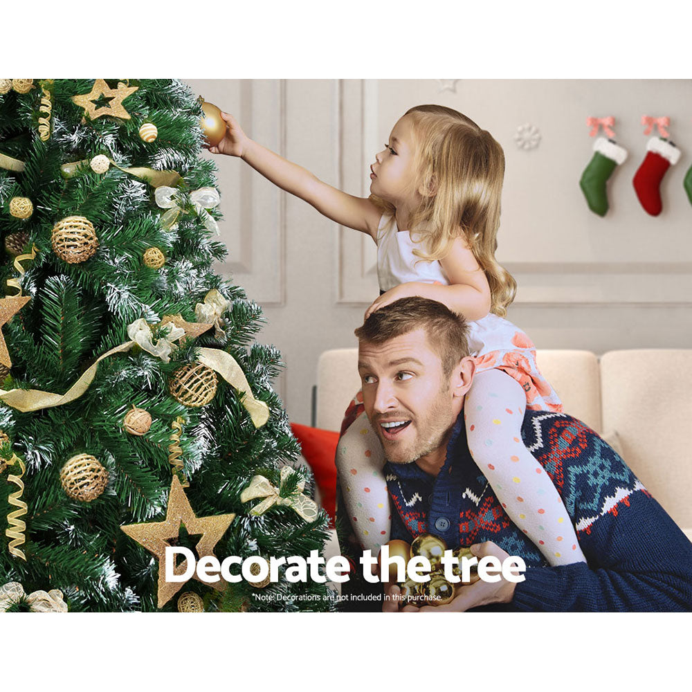 Jingle Jollys Christmas Tree 2.4M Xmas Trees Decorations Snowy 1500 Tips XM-TR-FULL-8FT-SNOW