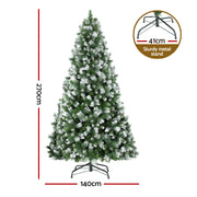 Jingle Jollys 2.7M Christmas Tree with Pine Needle Snowy Xmas Tree 1765 Tips XM-TR-FULL-9F-PINE-SNOW