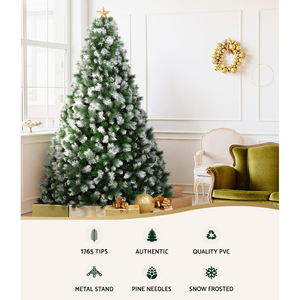 Jingle Jollys 2.7M Christmas Tree with Pine Needle Snowy Xmas Tree 1765 Tips XM-TR-FULL-9F-PINE-SNOW