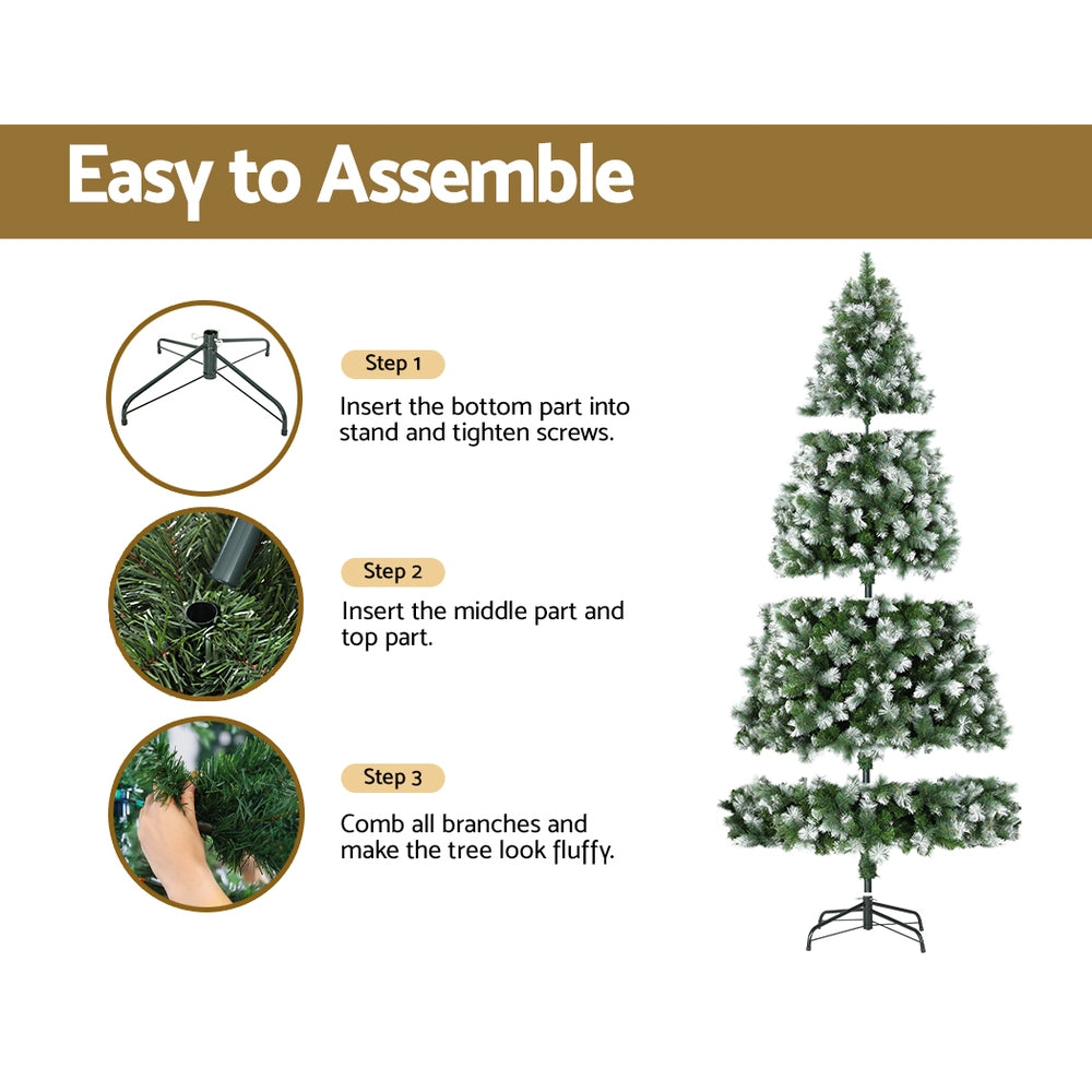 Jingle Jollys 2.7M Christmas Tree with Pine Needle Snowy Xmas Tree 1765 Tips XM-TR-FULL-9F-PINE-SNOW