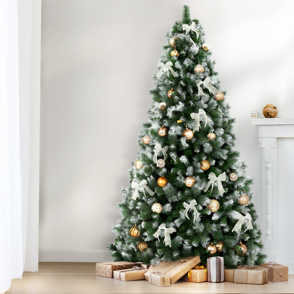 Jingle Jollys 2.7M Christmas Tree with Pine Needle Snowy Xmas Tree 1765 Tips XM-TR-FULL-9F-PINE-SNOW