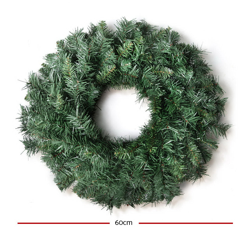 Jingle Jollys 60cm Christmas Wreath Garland Xmas Decorations Wedding Party XM-TR-GAR-24-GR