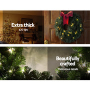 Jingle Jollys 60cm Christmas Wreath Garland Xmas Decorations Wedding Party XM-TR-GAR-24-GR