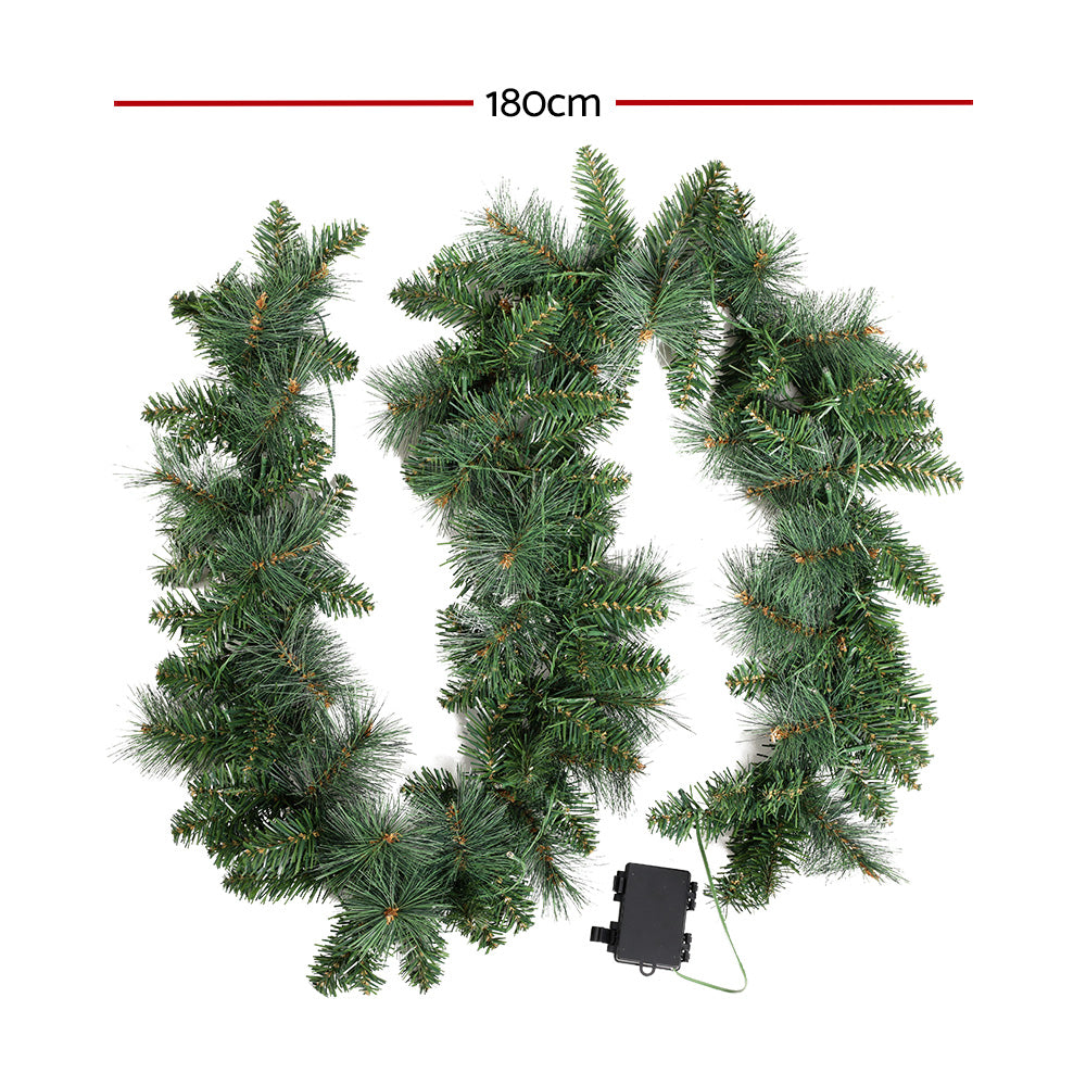 Jingle Jollys 1.8m Christmas Garland with LED lights Party Xmas Decorations XM-TR-GAR-6FT-LED