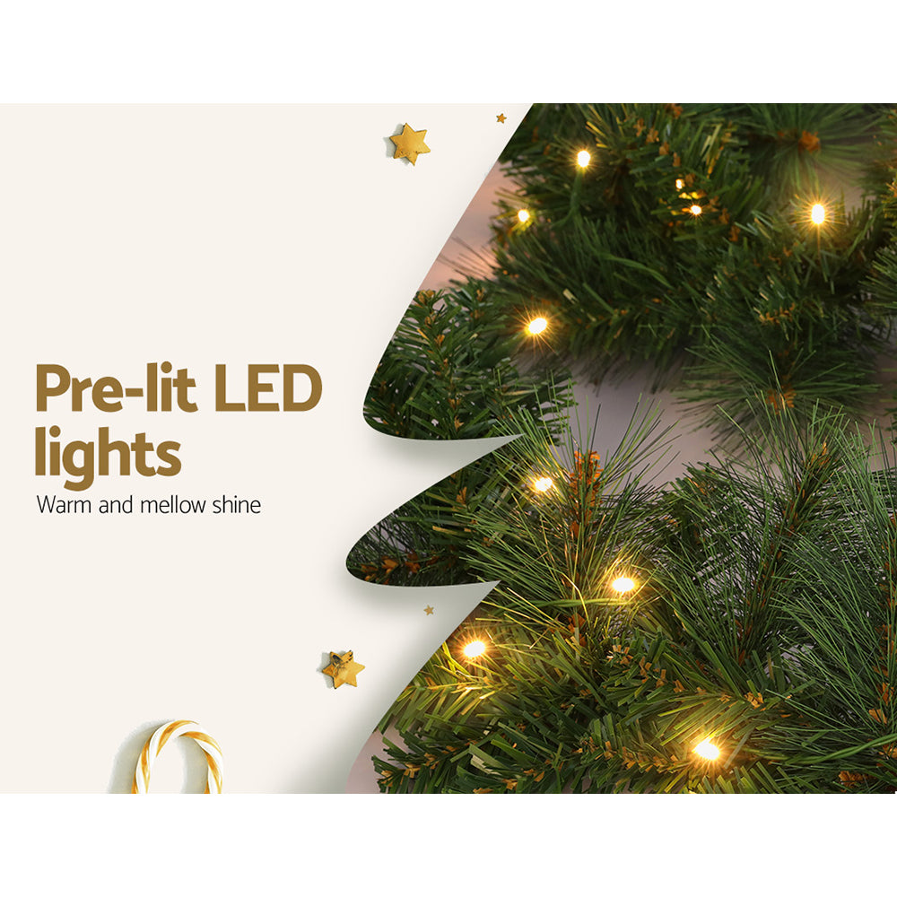 Jingle Jollys 1.8m Christmas Garland with LED lights Party Xmas Decorations XM-TR-GAR-6FT-LED