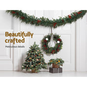 Jingle Jollys 2.4m Christmas Garland with LED Lights Decorations Xmas Party XM-TR-GAR-8FT-BERRY-LED