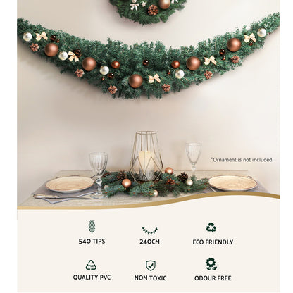 Jingle Jollys 2.4m Christmas Garland Xmas Decorations Green Wedding Party XM-TR-GAR-8FT-GR