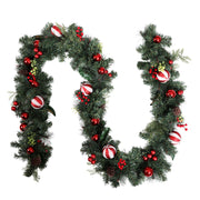 Jingle Jollys 2.7m Christmas Garland with Decorations Xmas Wedding Party XM-TR-GAR-9FT-BERRY-RED