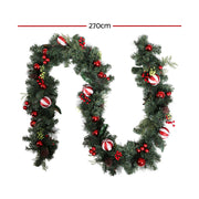 Jingle Jollys 2.7m Christmas Garland with Decorations Xmas Wedding Party XM-TR-GAR-9FT-BERRY-RED