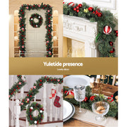 Jingle Jollys 2.7m Christmas Garland with Decorations Xmas Wedding Party XM-TR-GAR-9FT-BERRY-RED