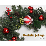 Jingle Jollys 2.7m Christmas Garland with Decorations Xmas Wedding Party XM-TR-GAR-9FT-BERRY-RED