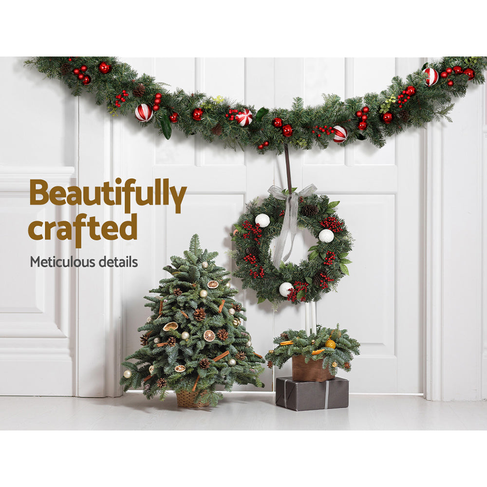 Jingle Jollys 2.7m Christmas Garland with Decorations Xmas Wedding Party XM-TR-GAR-9FT-BERRY-RED