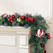 Jingle Jollys 2.7m Christmas Garland with Decorations Xmas Wedding Party XM-TR-GAR-9FT-BERRY-RED
