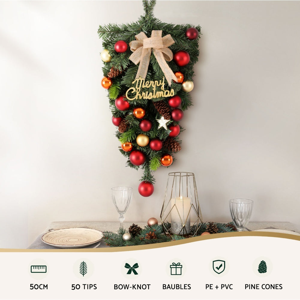 Jingle Jollys Hanging Christmas Garland 50CM Ornaments Party Decorations XM-TR-GAR-BOWTIE-BAUBLES