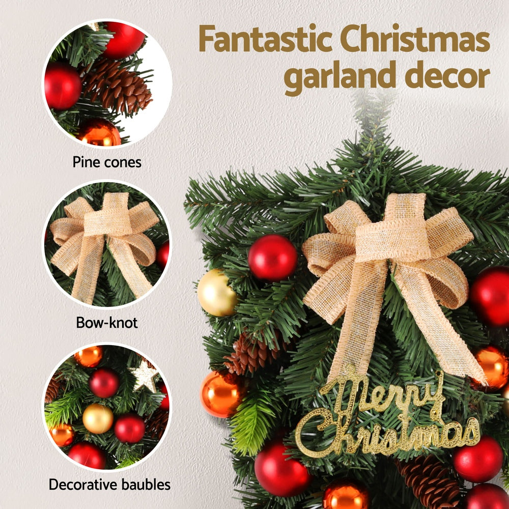Jingle Jollys Hanging Christmas Garland 50CM Ornaments Party Decorations XM-TR-GAR-BOWTIE-BAUBLES