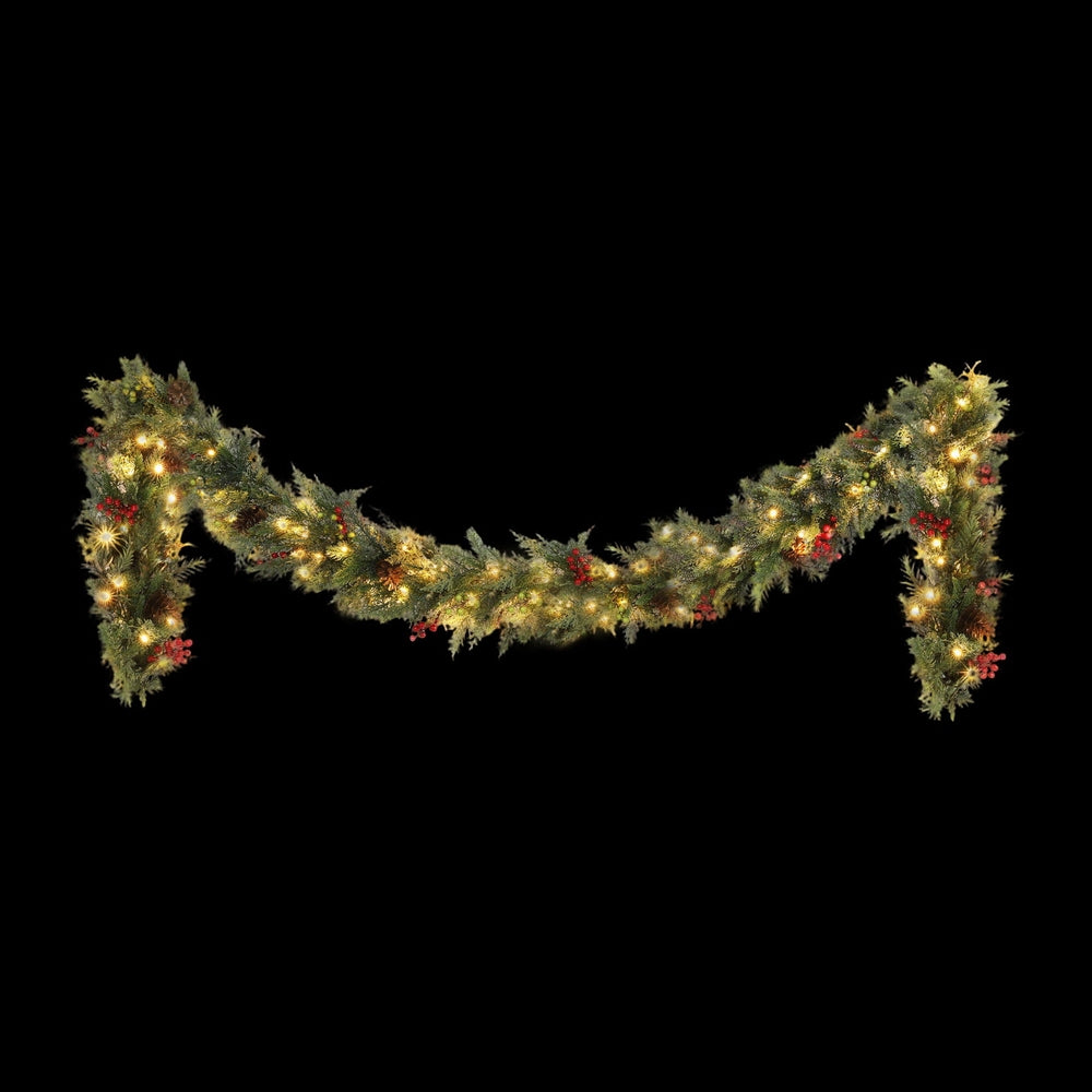 Jingle Jollys 3M Christmas Garland Pre-lit LED with Pine Cones Xmas Decor Green XM-TR-GAR-BR-3M-LED