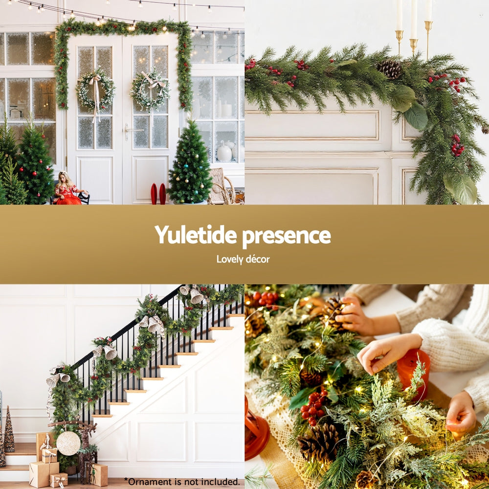 Jingle Jollys 3M Christmas Garland Pre-lit LED with Pine Cones Xmas Decor Green XM-TR-GAR-BR-3M-LED