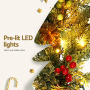 Jingle Jollys 3M Christmas Garland Pre-lit LED with Pine Cones Xmas Decor Green XM-TR-GAR-BR-3M-LED