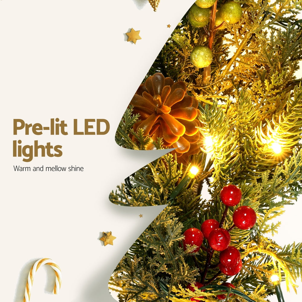 Jingle Jollys 3M Christmas Garland Pre-lit LED with Pine Cones Xmas Decor Green XM-TR-GAR-BR-3M-LED