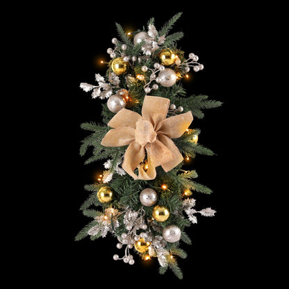 Jingle Jollys Hanging Christmas Garland 45cm Staircase Door Party Decor XM-TR-GAR-RIBBON-BERRY-LED