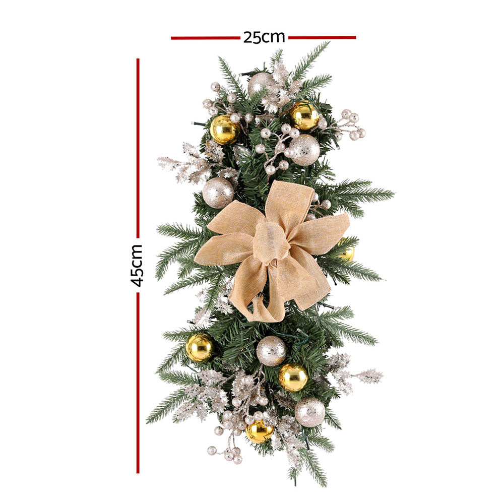Jingle Jollys Hanging Christmas Garland 45cm Staircase Door Party Decor XM-TR-GAR-RIBBON-BERRY-LED