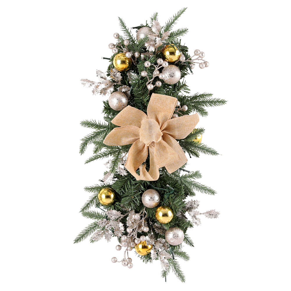 Jingle Jollys Hanging Christmas Garland 45cm Staircase Door Party Decor XM-TR-GAR-RIBBON-BERRY-LED