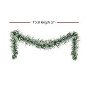 Jingle Jollys 3M Christmas Garland Pre-lit LED Lights Snow Frosted Tips Decor XM-TR-GAR-SNOW-3M-LED