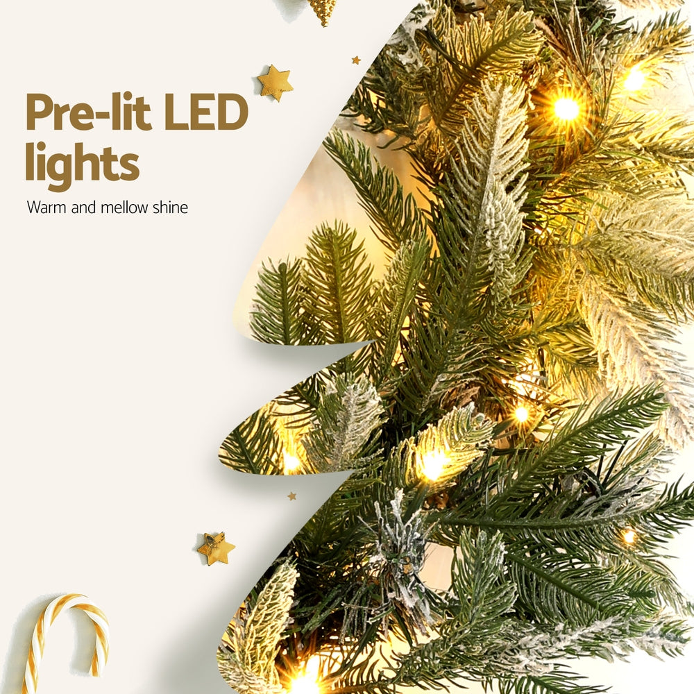 Jingle Jollys 3M Christmas Garland Pre-lit LED Lights Snow Frosted Tips Decor XM-TR-GAR-SNOW-3M-LED