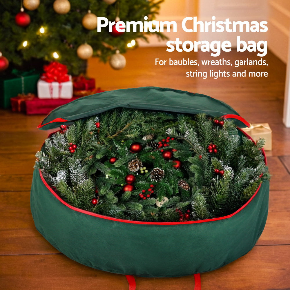 Jingle Jollys Christmas Garland Wreath Storage Bag Baubles Ornaments Container XM-TR-GAR-WRE-BAG