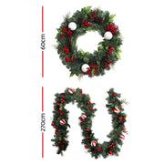 Jingle Jollys Christmas Garland with Wreath Set Ornaments Xmas Tree Decor XM-TR-GAR-WRE-BERRY-RED