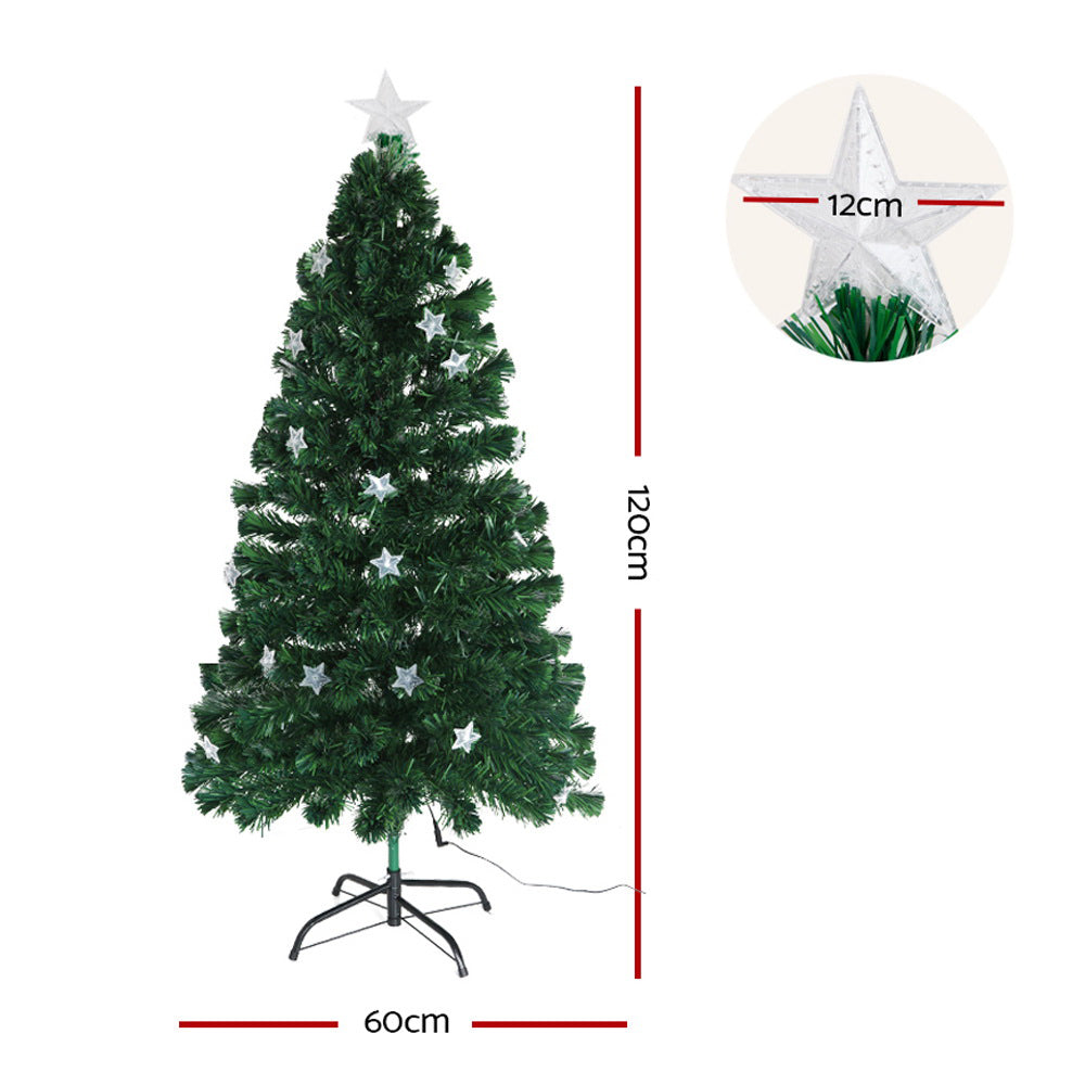 Jingle Jollys 1.2m Christmas Tree Optic Fibre LED Xmas tree Multi Colour XM-TR-LED-4F-GR