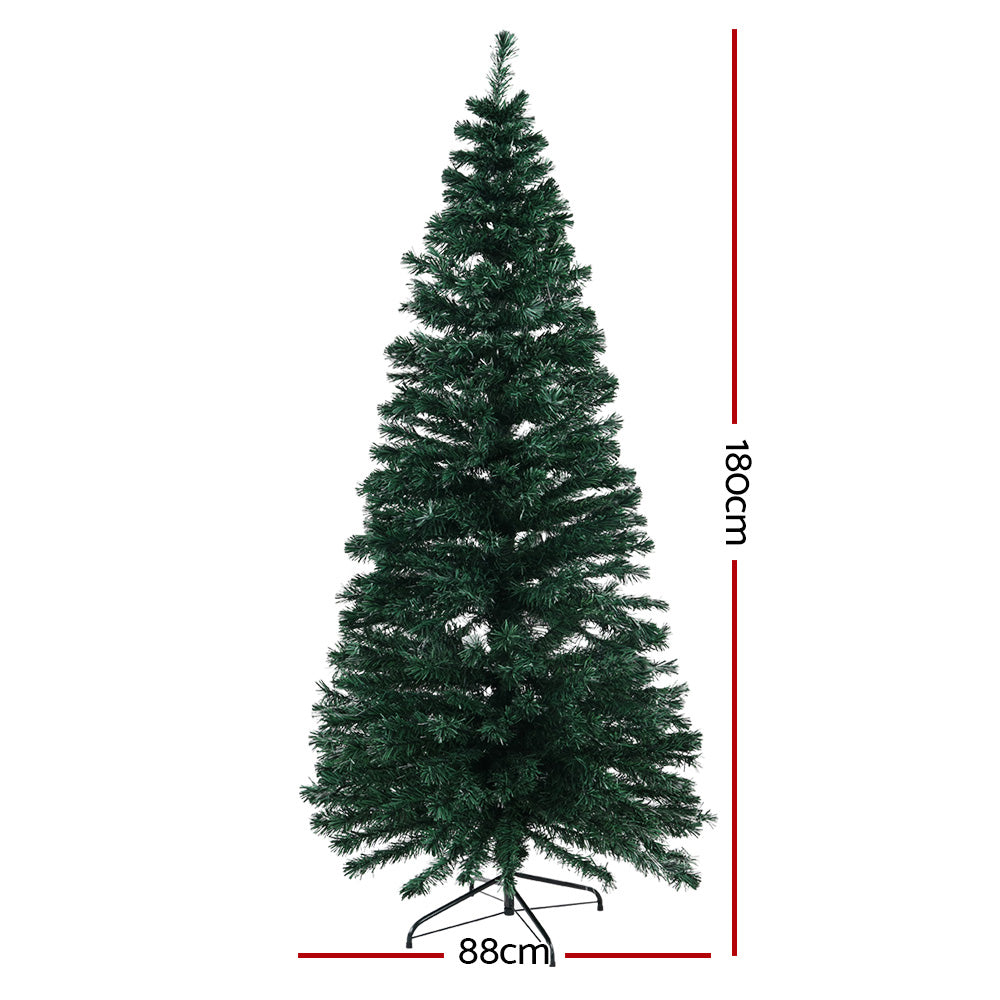 Jingle Jollys 1.8m Christmas Tree Optic Fibre LED Xmas tree 300 Tips XM-TR-LED-6F-GR-DX
