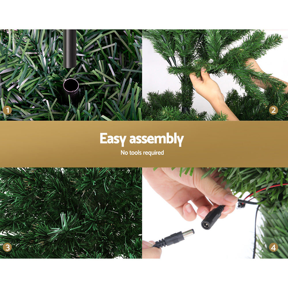 Jingle Jollys 1.8m Christmas Tree Optic Fibre LED Xmas tree 300 Tips XM-TR-LED-6F-GR-DX