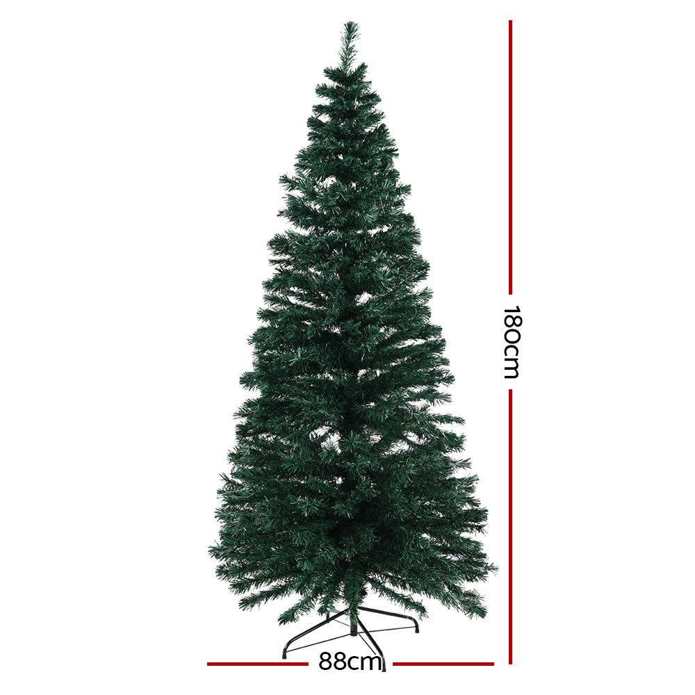 Jingle Jollys 1.8m Christmas Tree Optic Fibre LED Xmas tree Warm White XM-TR-LED-6F-WW-DX